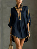 Melysa | Vestido corto azul con escote en V profundo