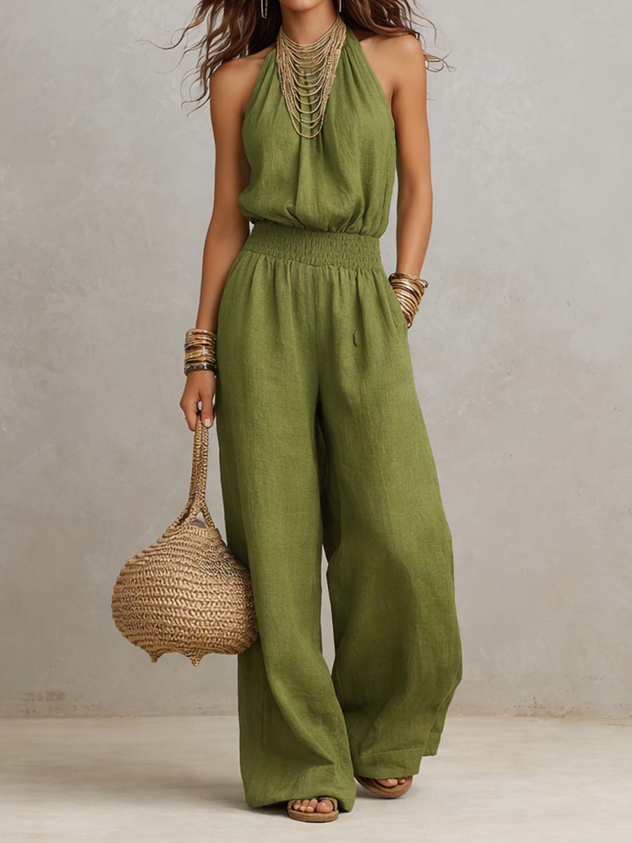 VALERIA | Mono con Escote Halter y Pierna Larga