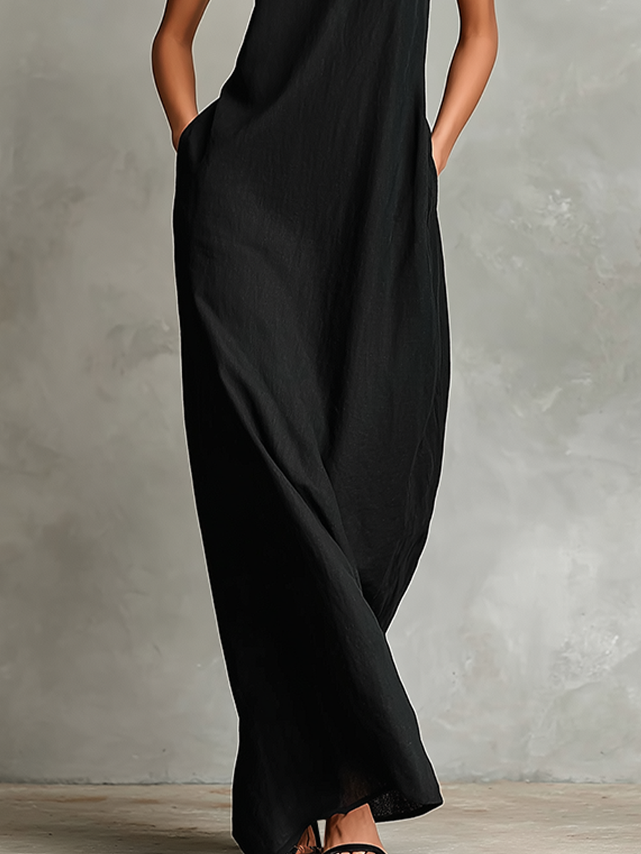 Vestido Maxi con Bolsillos Laterales