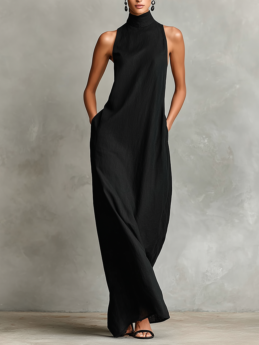 Vestido Maxi con Bolsillos Laterales