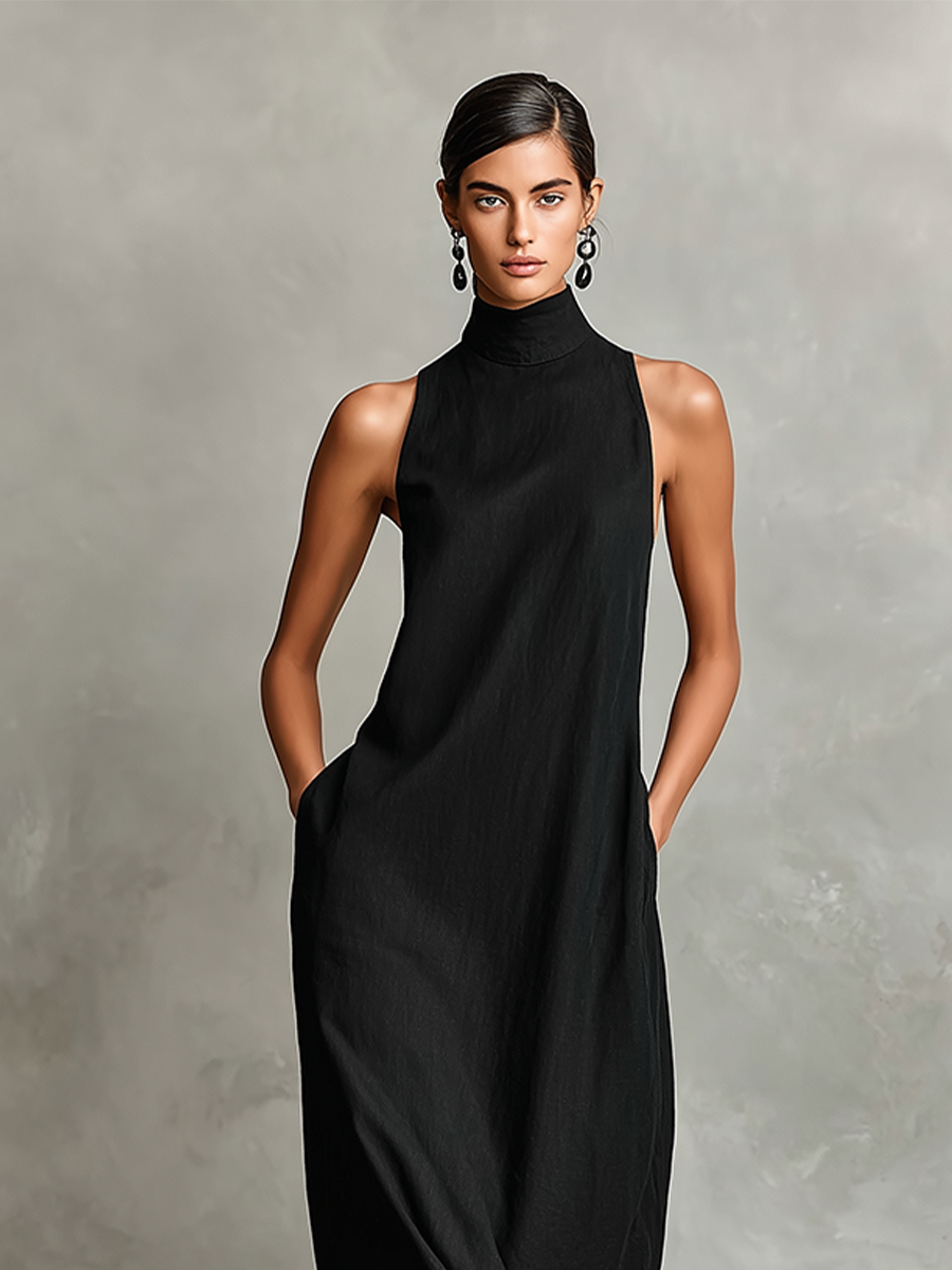 Vestido Maxi con Bolsillos Laterales