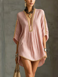 Michaela | Vestido corto rosa con escote en V profundo