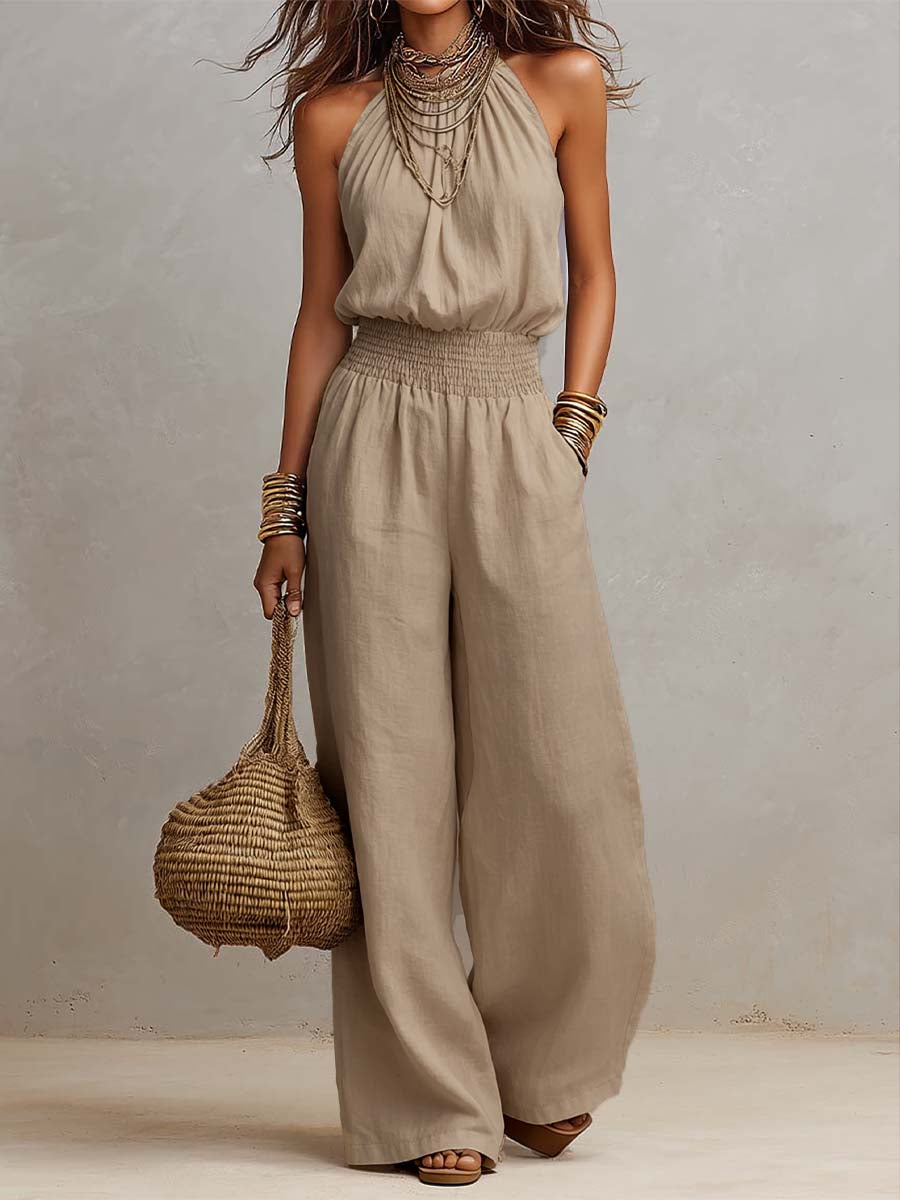 VALERIA | Mono con Escote Halter y Pierna Larga