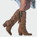 Botas Cowboy Boho para Mujer con Flecos y Tacón Medio