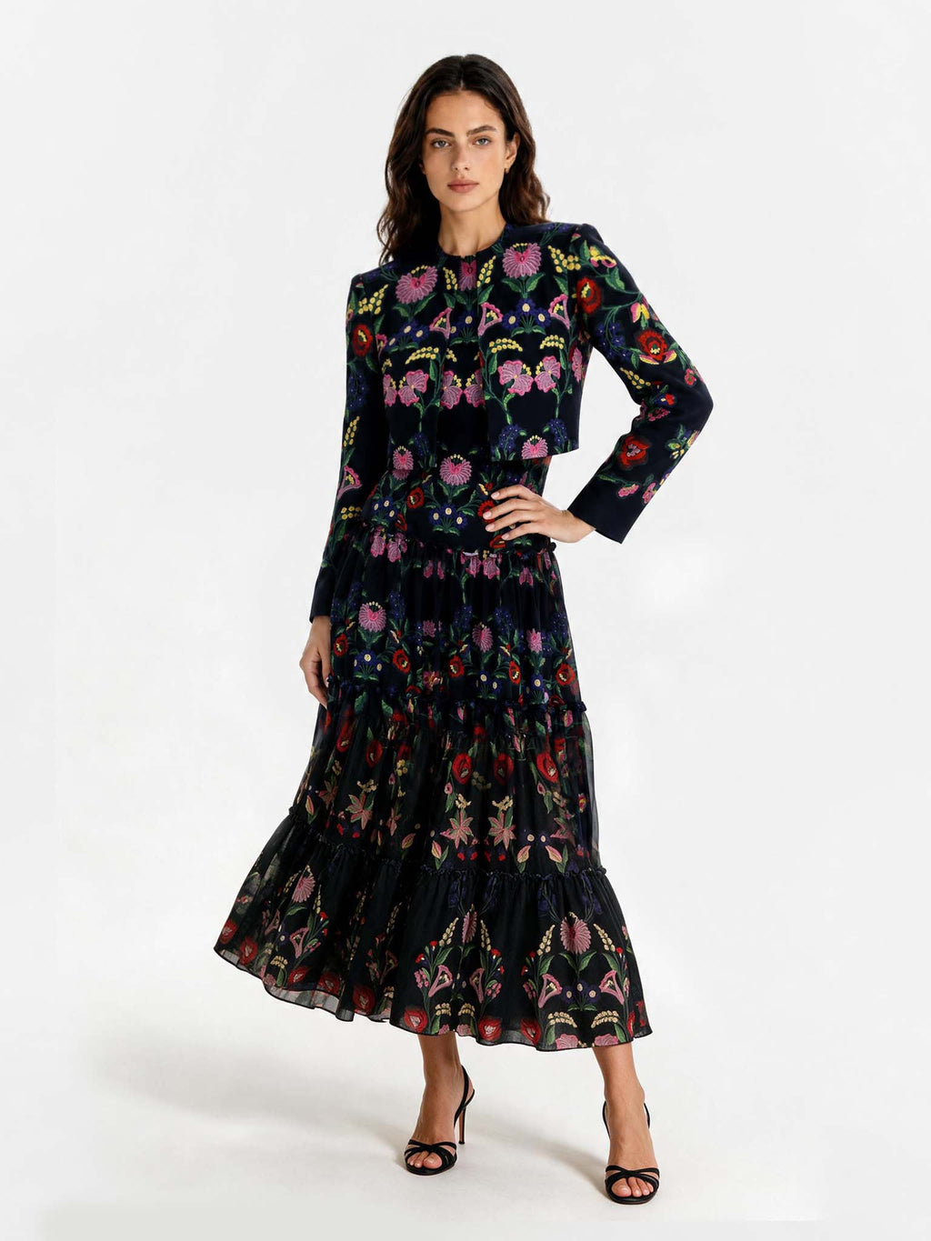 Alexia | Vestido Maxi Fluido de Chiffón Impreso sin Espalda Elegante