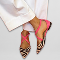 Bailarinas de verano con tacón bajo y estampado de cebra