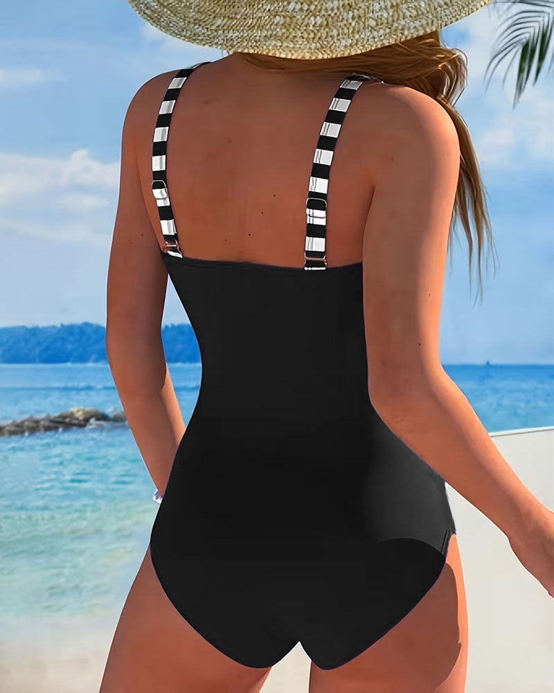 Aurora | Traje de Baño Entero a Rayas Colorblock