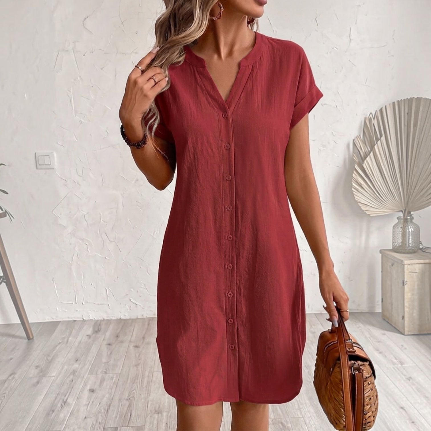 Tess™ | Vestido camisa de lino elegante y cómodo