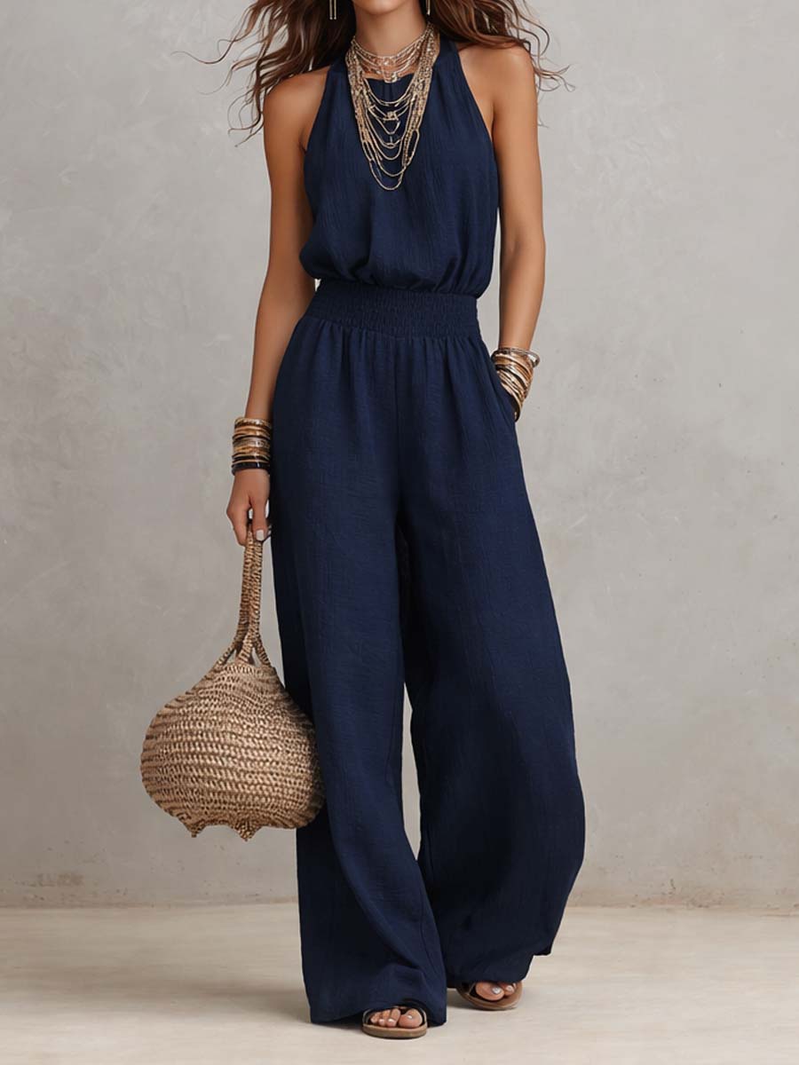 VALERIA | Mono con Escote Halter y Pierna Larga