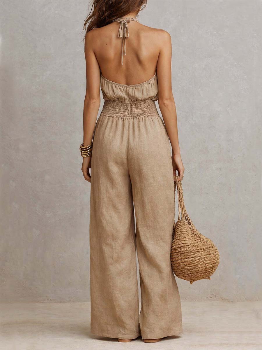 VALERIA | Mono con Escote Halter y Pierna Larga