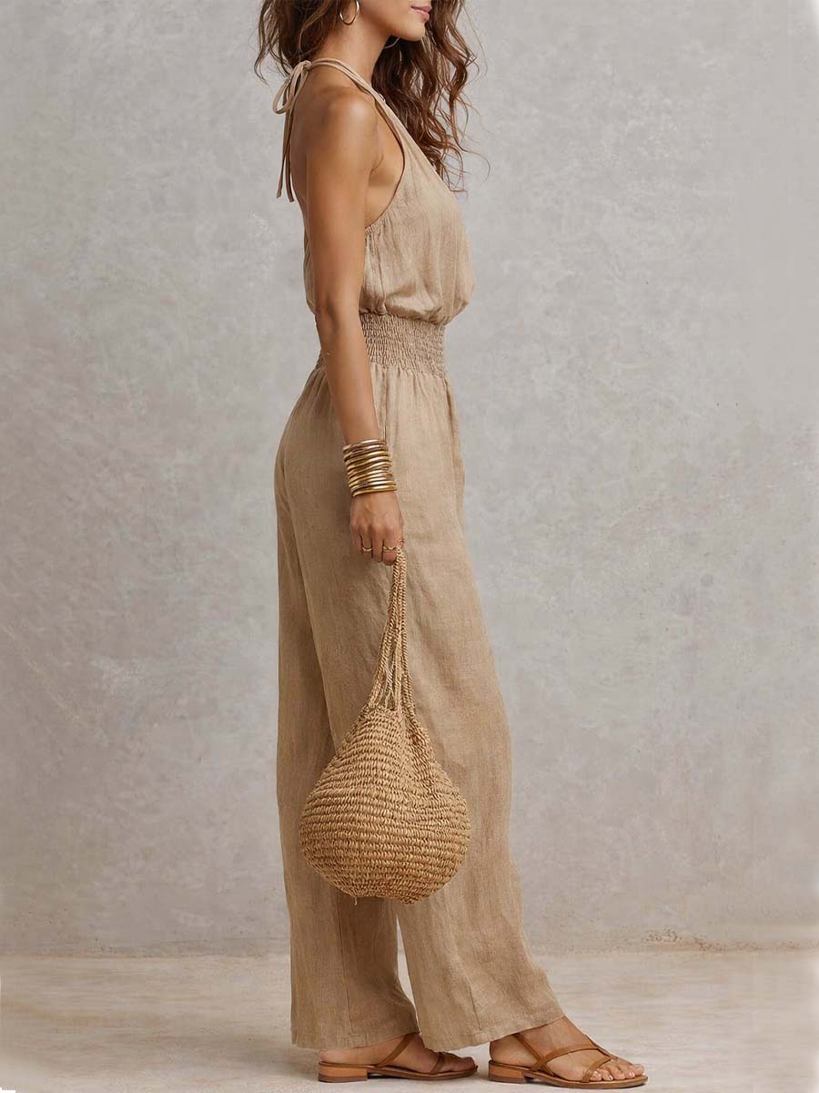 VALERIA | Mono con Escote Halter y Pierna Larga