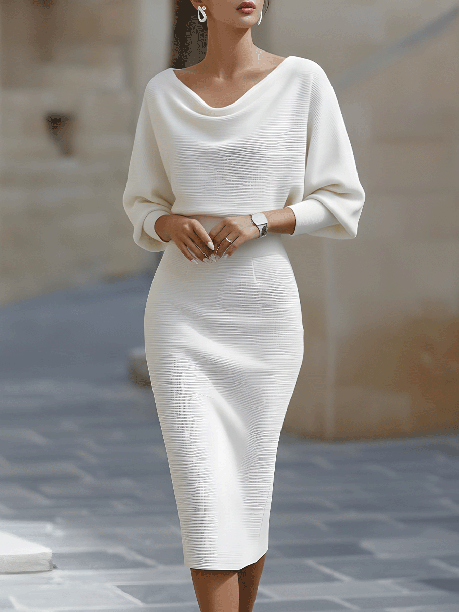 Alice | Vestido midi drapeado blanco