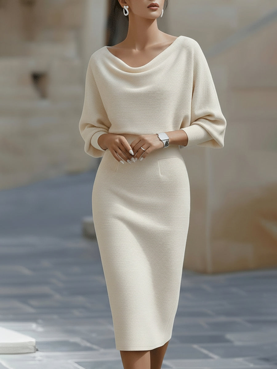 Alice | Vestido midi drapeado blanco