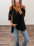 Estela - Camiseta de encaje para mujer con hombros descubiertos.