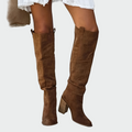 Botas altas de mujer estilo Western en ante marrón