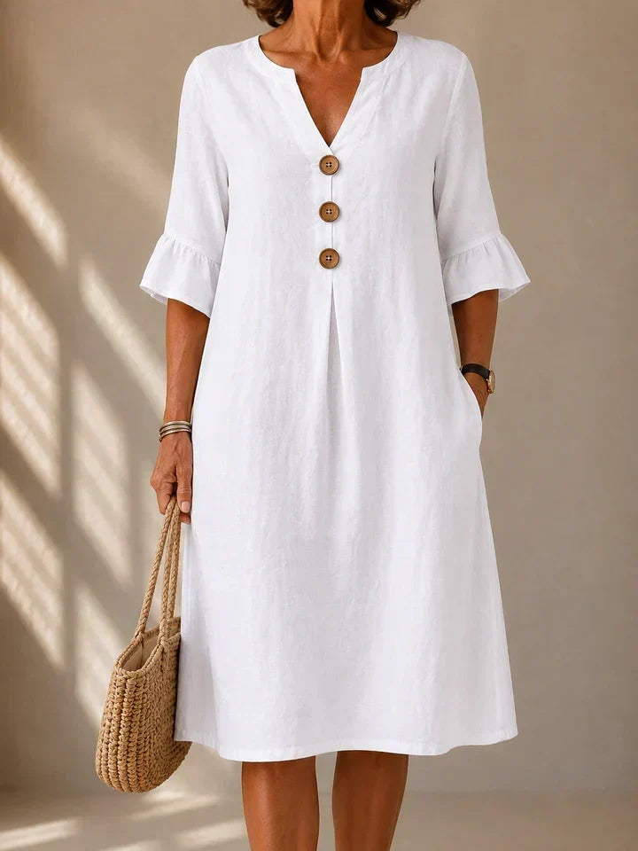 Lina | Vestido con Botones y Pliegues en Caja