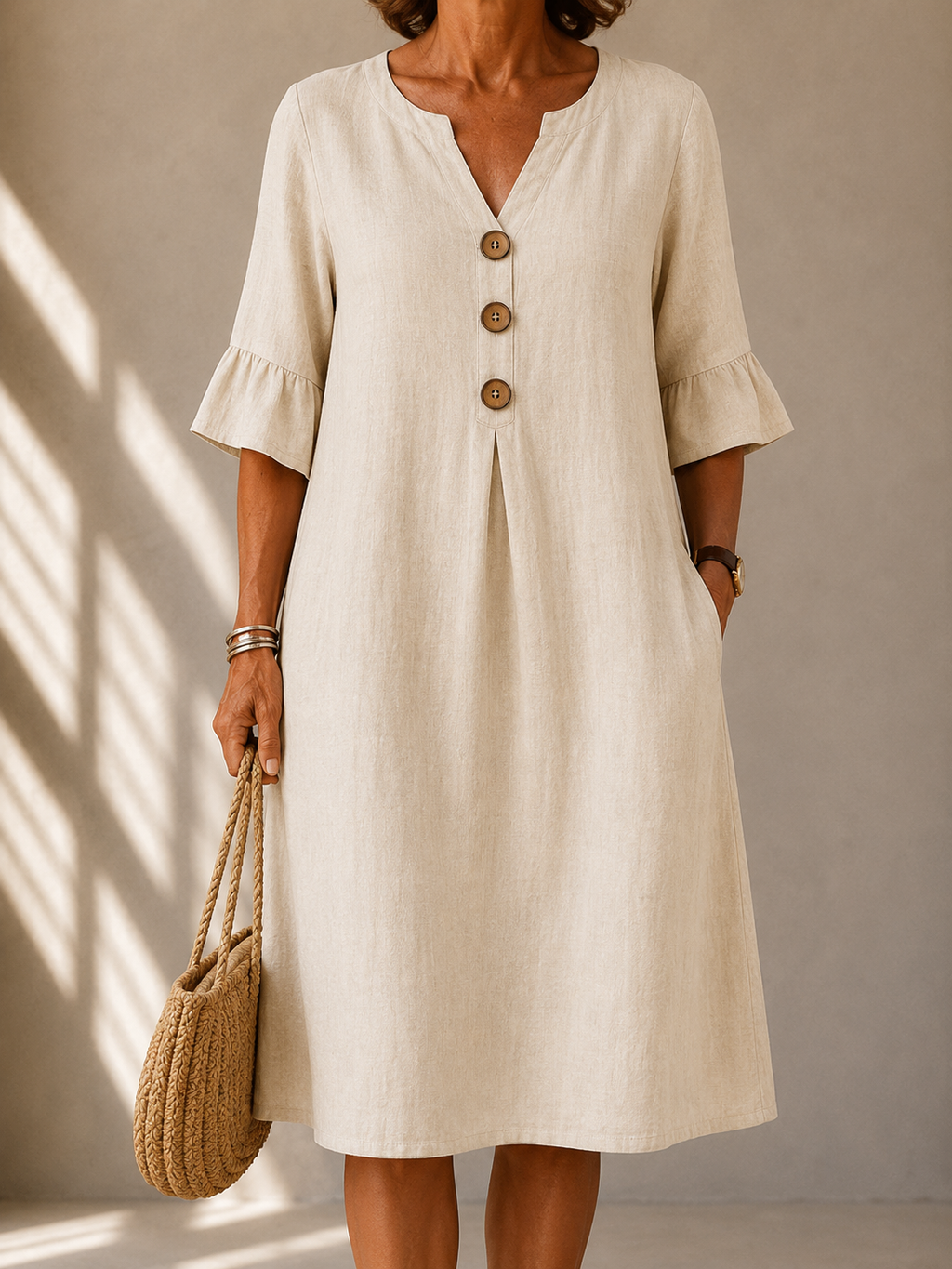 Lina | Vestido con Botones y Pliegues en Caja