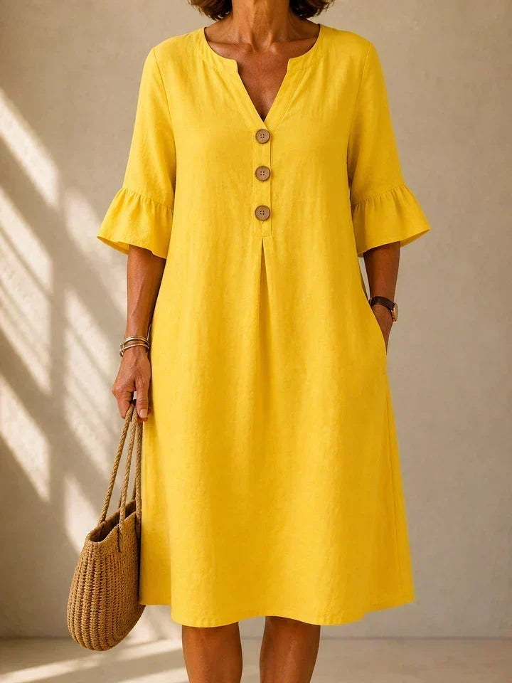 Lina | Vestido con Botones y Pliegues en Caja