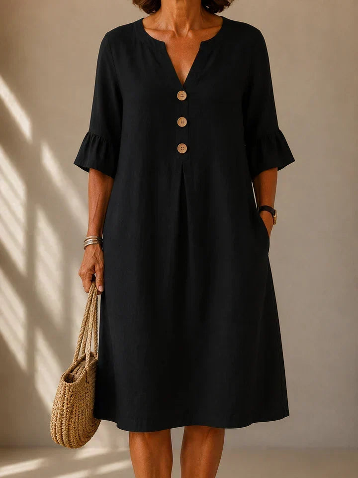 Lina | Vestido con Botones y Pliegues en Caja