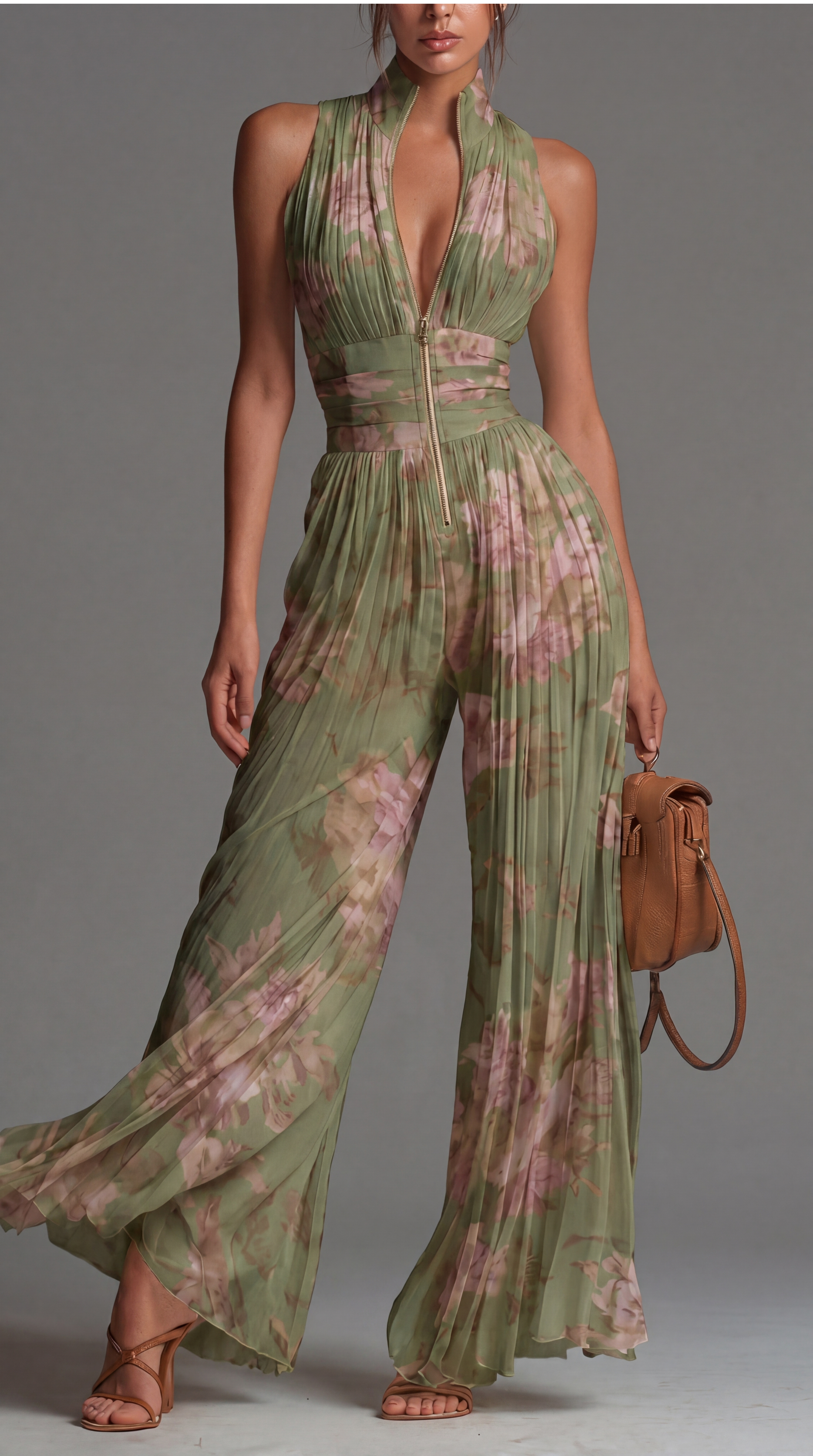 Mono de Gasa Floral Plisado