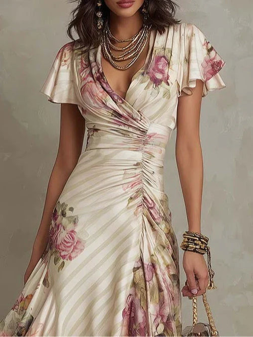 Alba™ | Elegante vestido midi de estilo retro con patrón floral