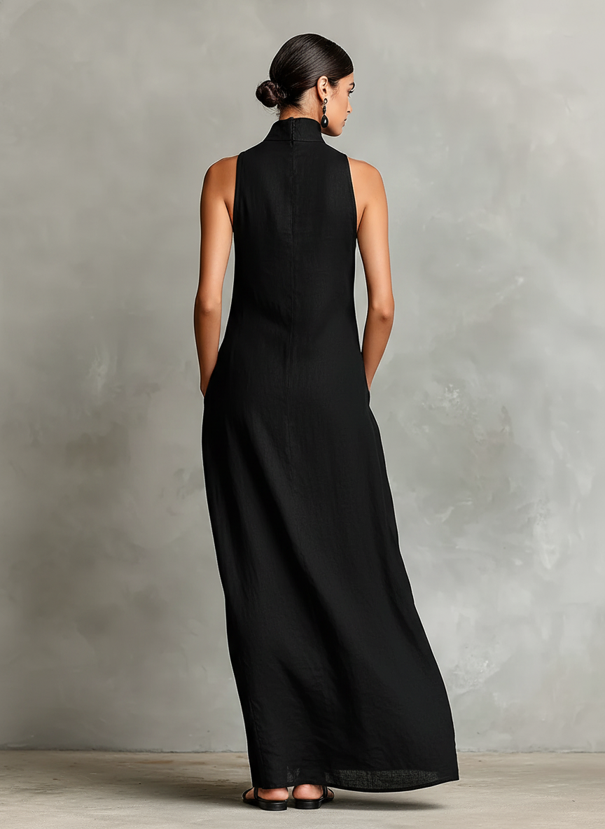 Vestido Maxi con Bolsillos Laterales