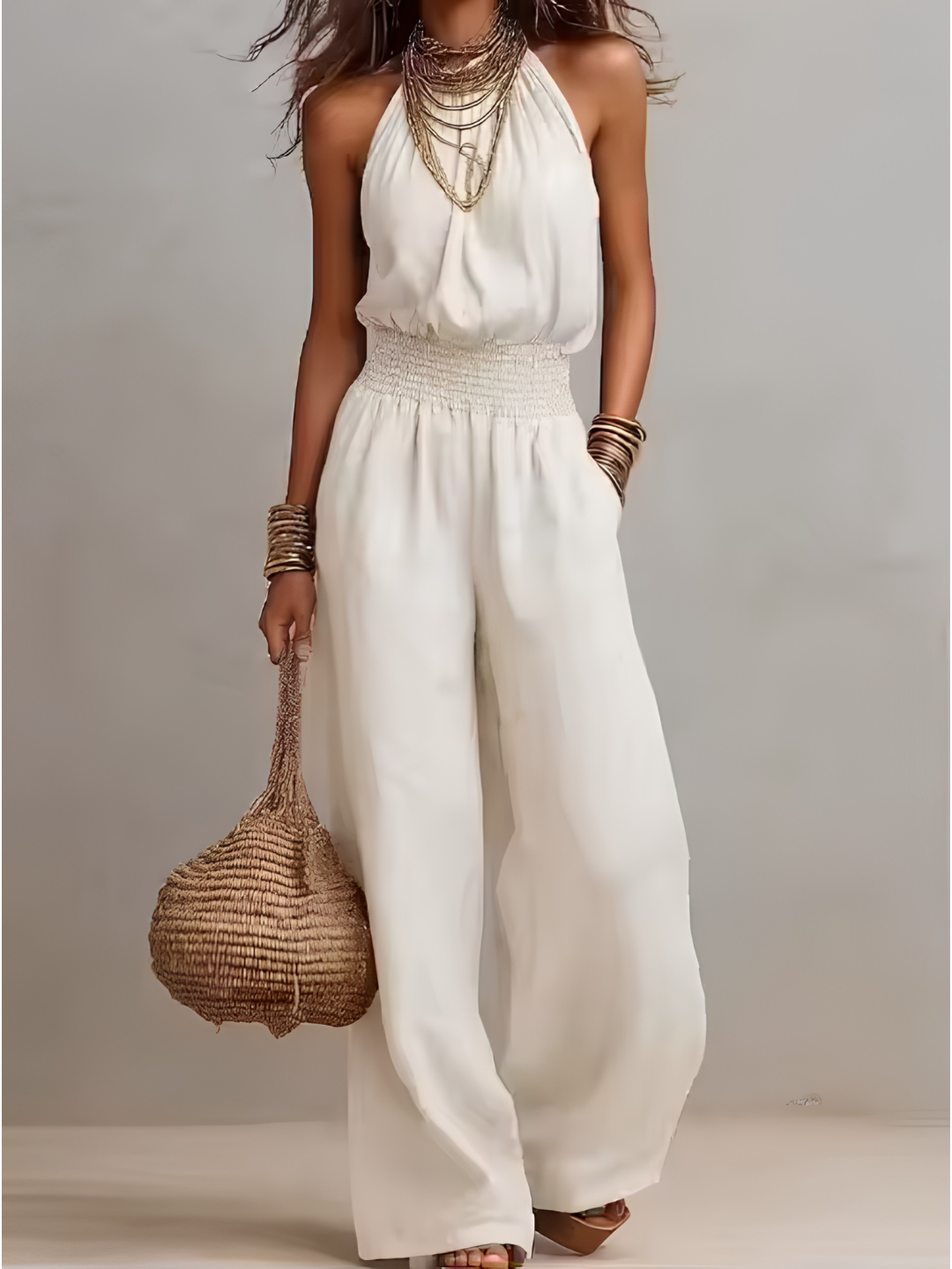 VALERIA | Mono con Escote Halter y Pierna Larga