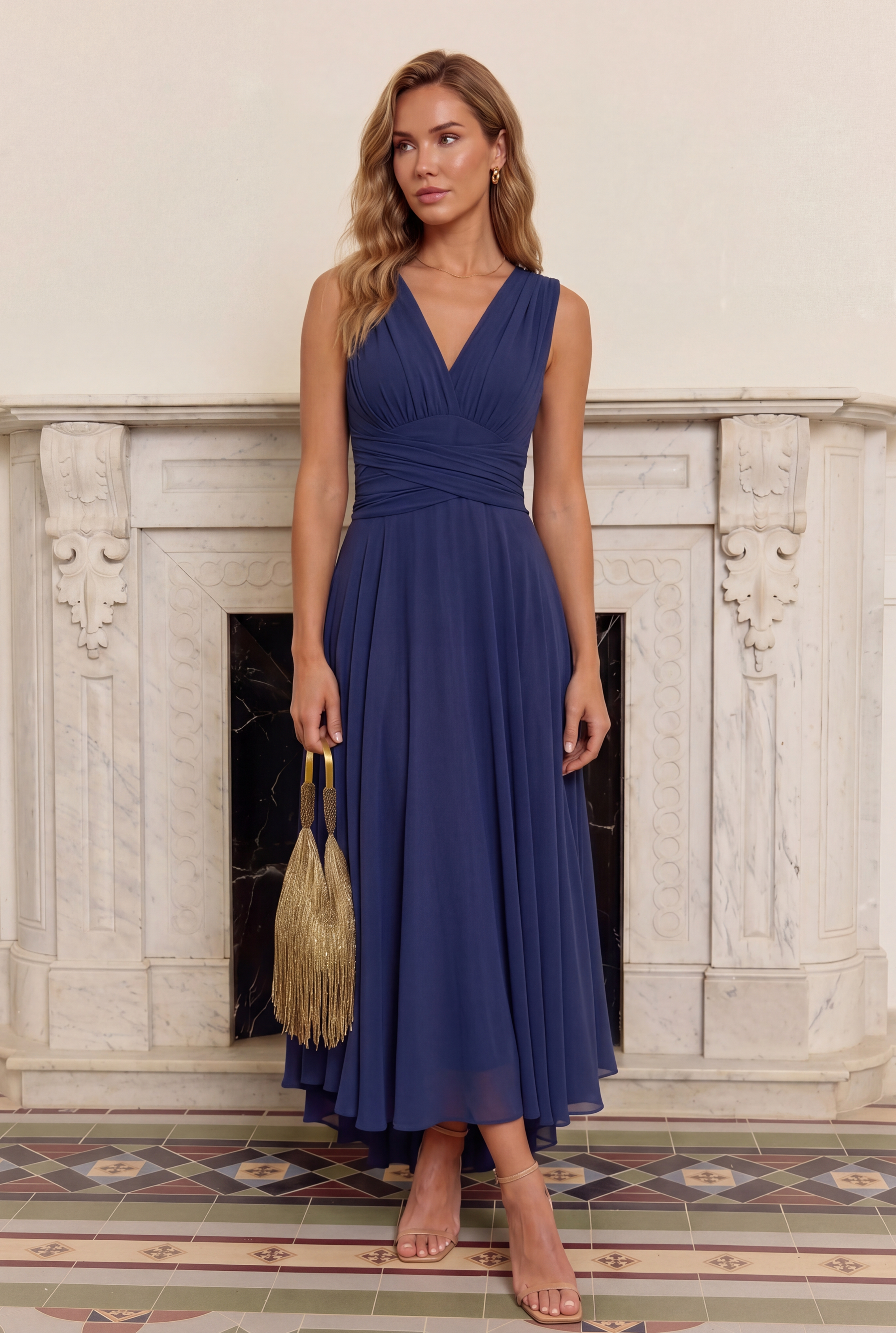 El Murano | Vestido azul marino multiposición con falda asimétrica