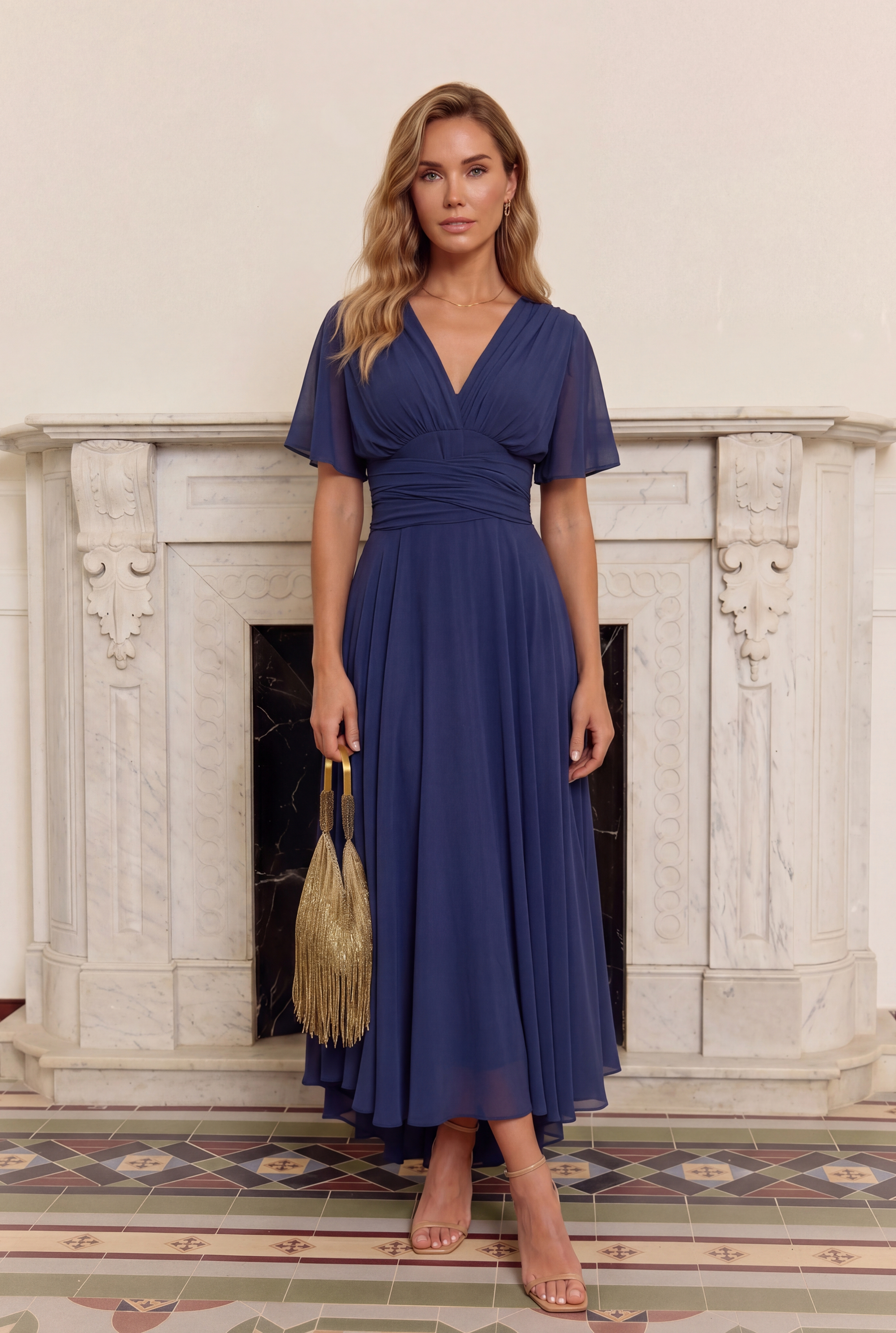 El Murano | Vestido azul marino multiposición con falda asimétrica