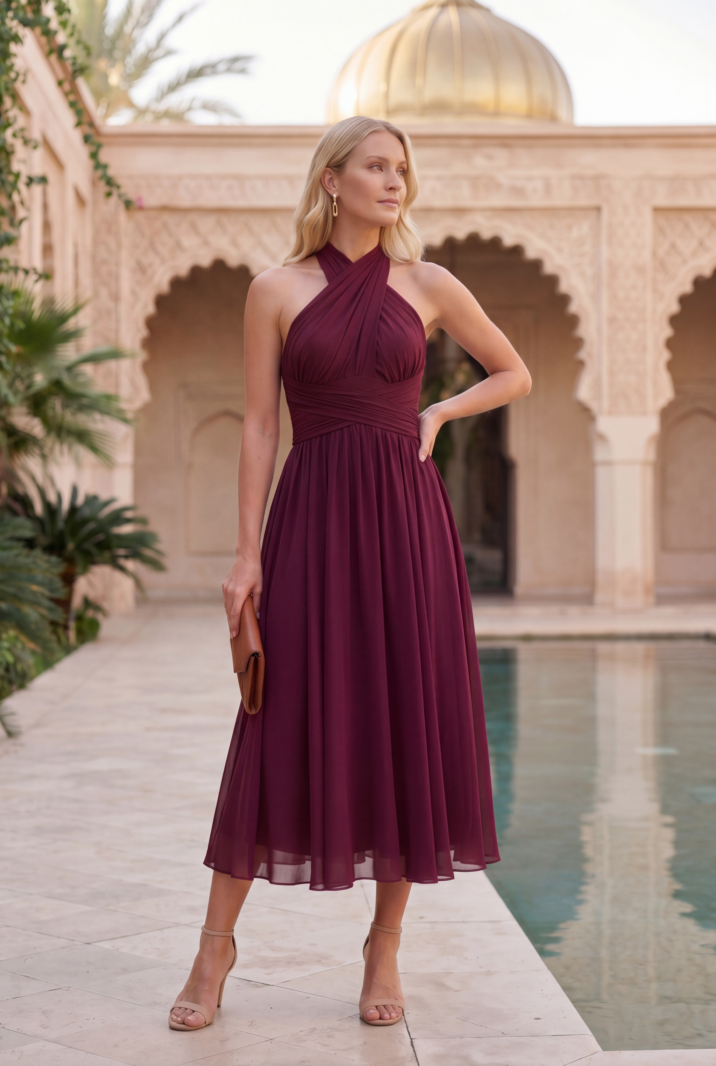 El Murano | Vestido azul marino multiposición con falda asimétrica