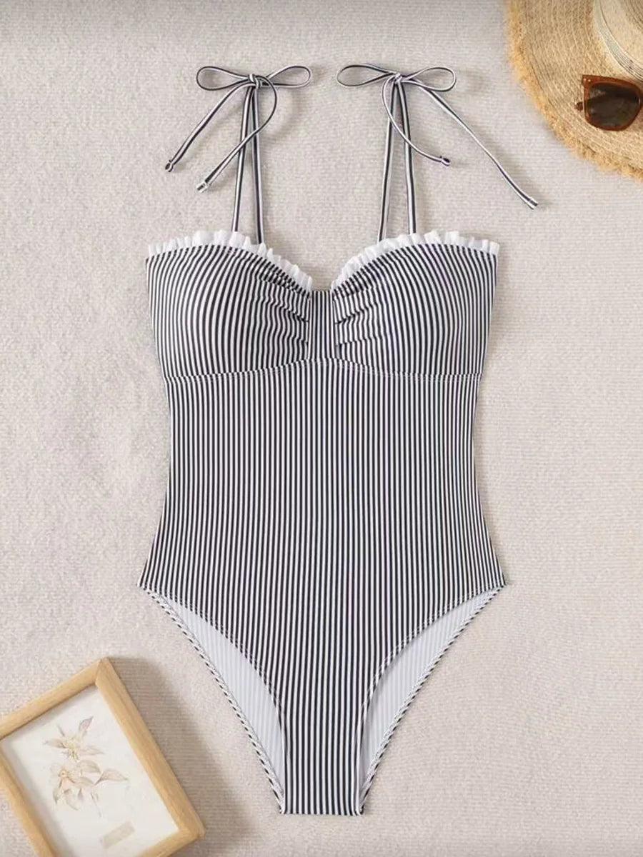 Elena | Traje de Baño Entero Modelador a Rayas