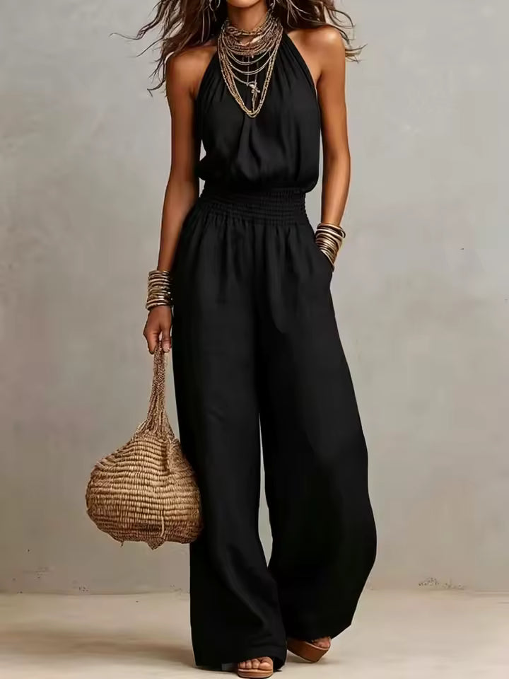 VALERIA | Mono con Escote Halter y Pierna Larga