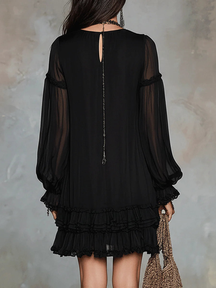 Elisa | Mini vestido negro con escote en V
