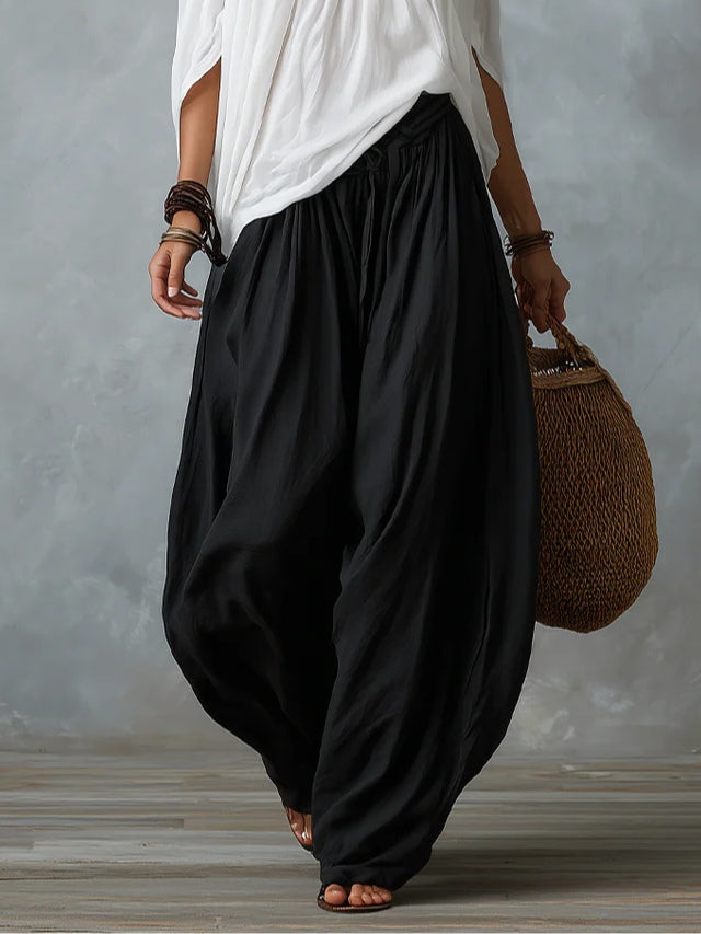 Marta | Conjunto de Top Blanco Off-the-shoulder y Pantalones Lantern Holgados