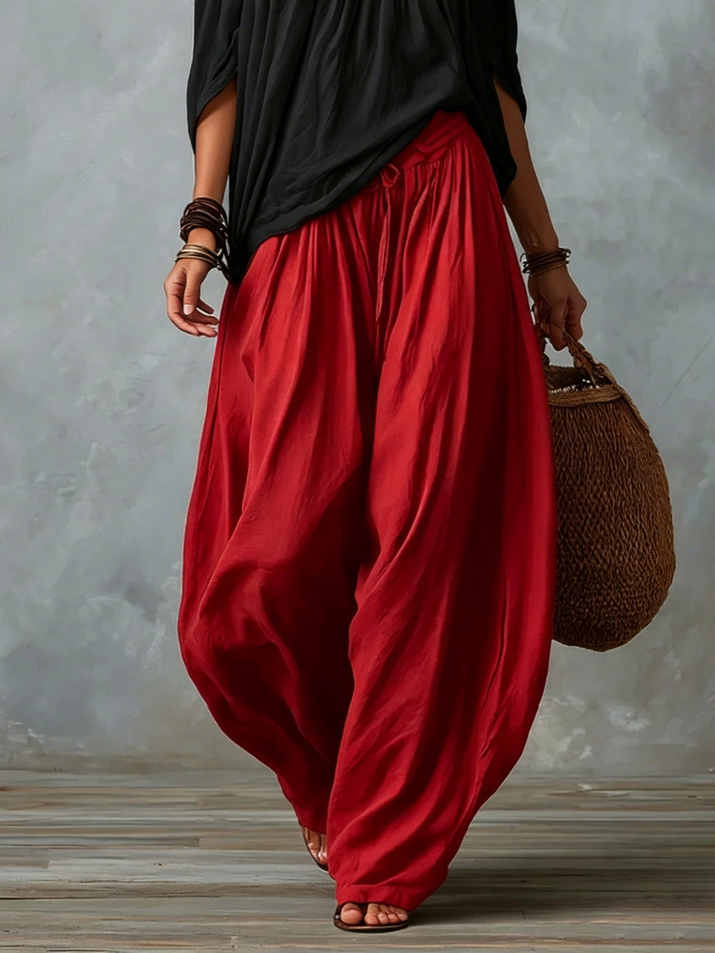 Marta | Conjunto de Top Blanco Off-the-shoulder y Pantalones Lantern Holgados