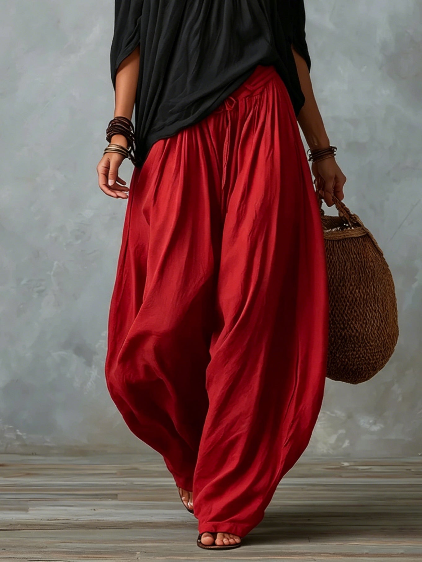 Marta | Conjunto de Top Blanco Off-the-shoulder y Pantalones Lantern Holgados