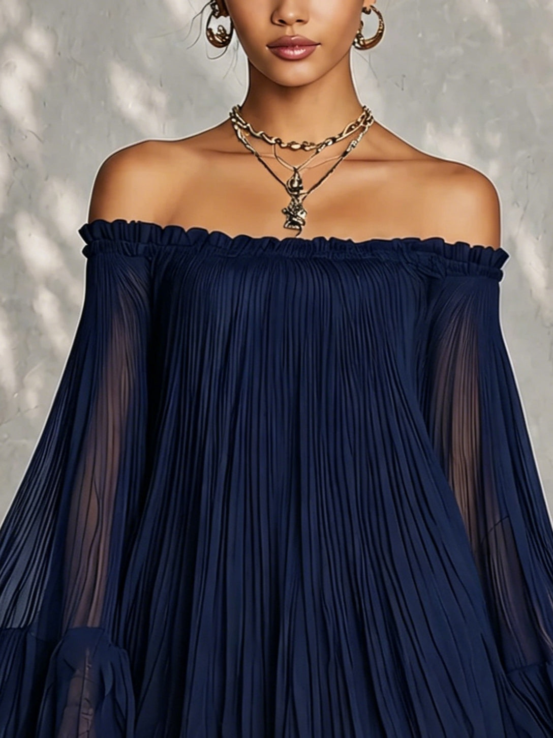 Beatrice | Mini vestido azul con hombros descubiertos