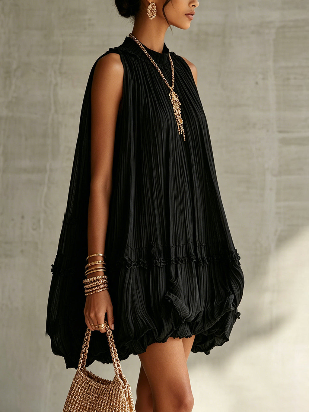 Bianca | Mini vestido negro vaporoso