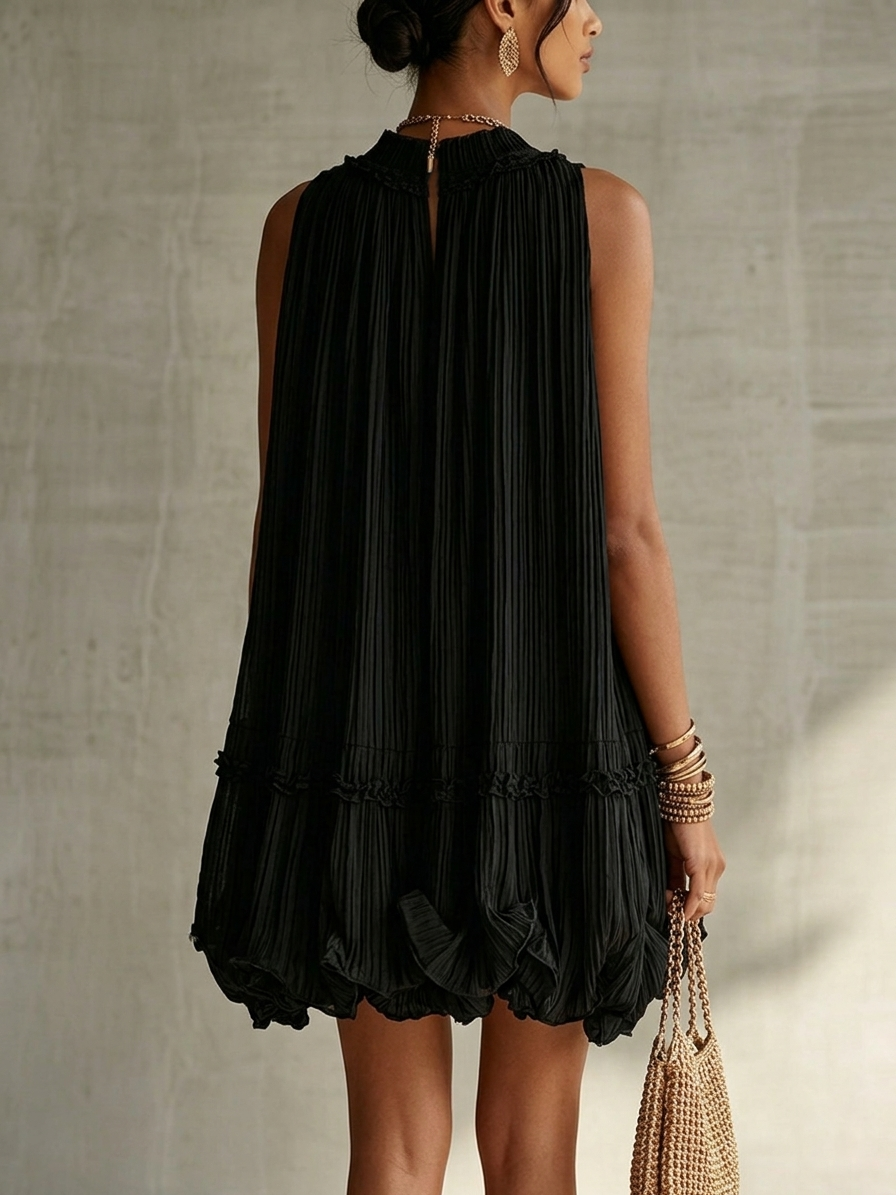 Bianca | Mini vestido negro vaporoso