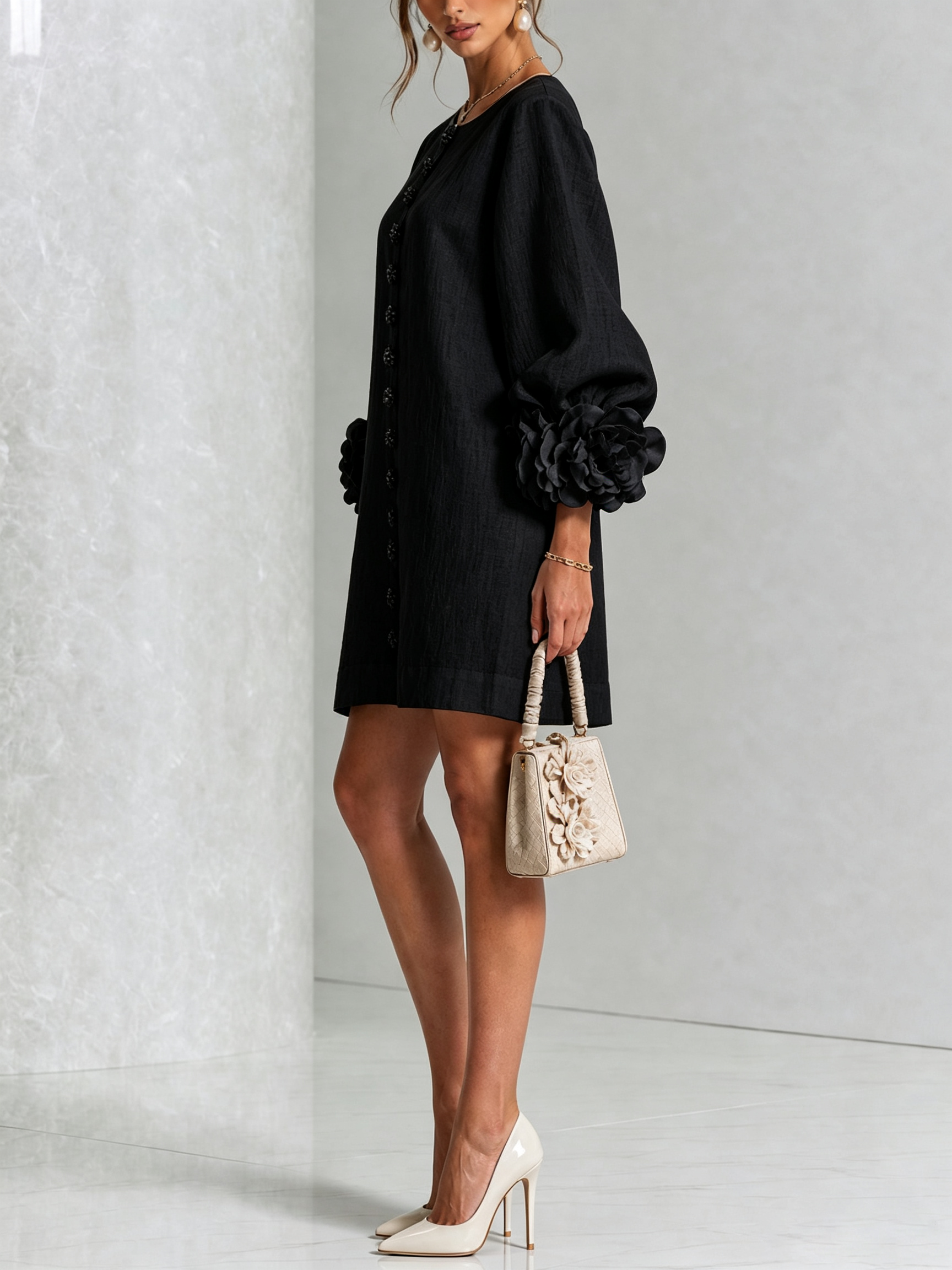 Candida | Vestido Mini de Botones con puños