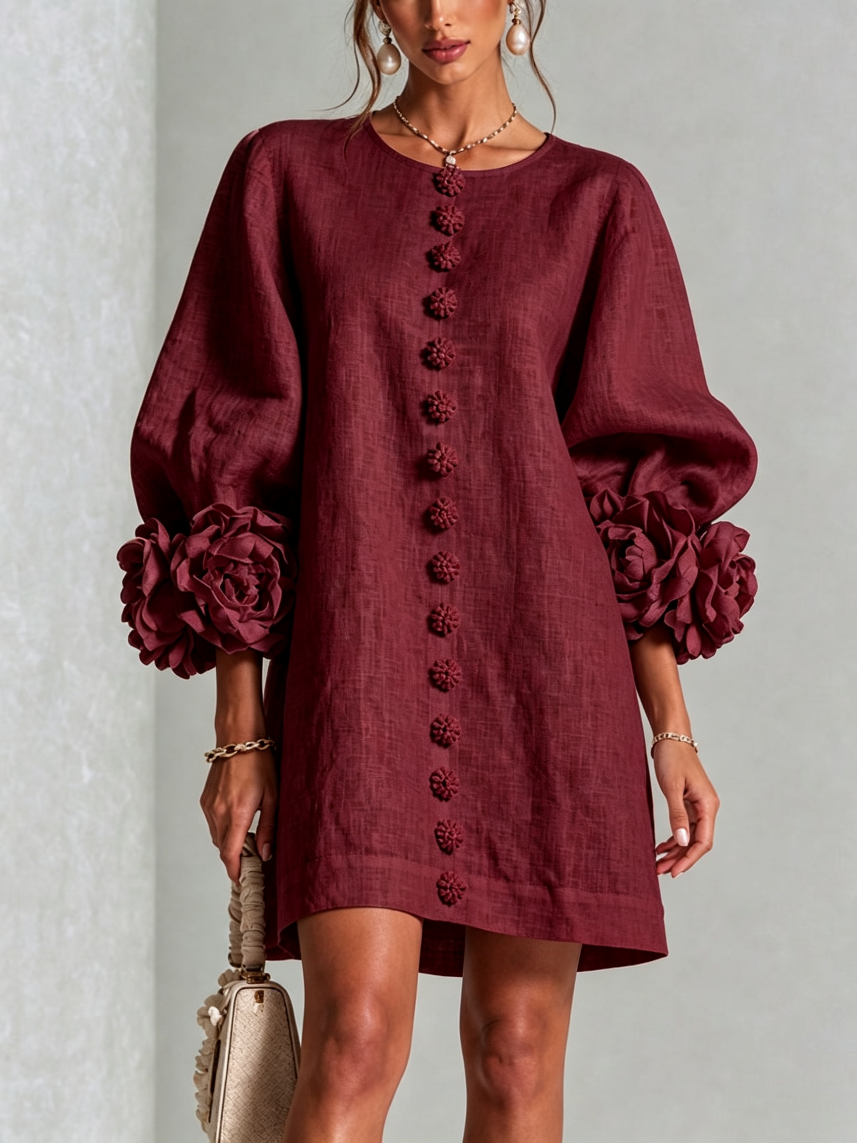 Sofia | Vestido Mini de Botones con puños