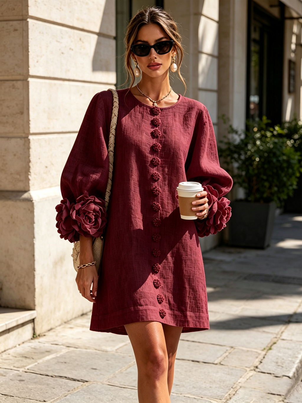 Candida | Vestido Mini de Botones con puños