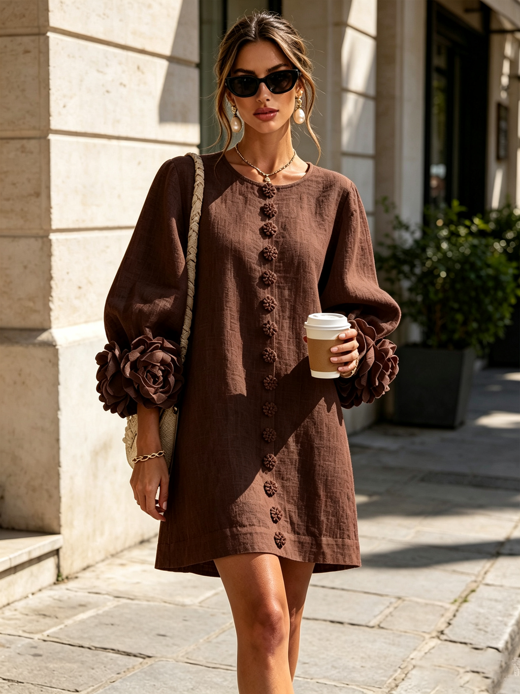 Candida | Vestido Mini de Botones con puños