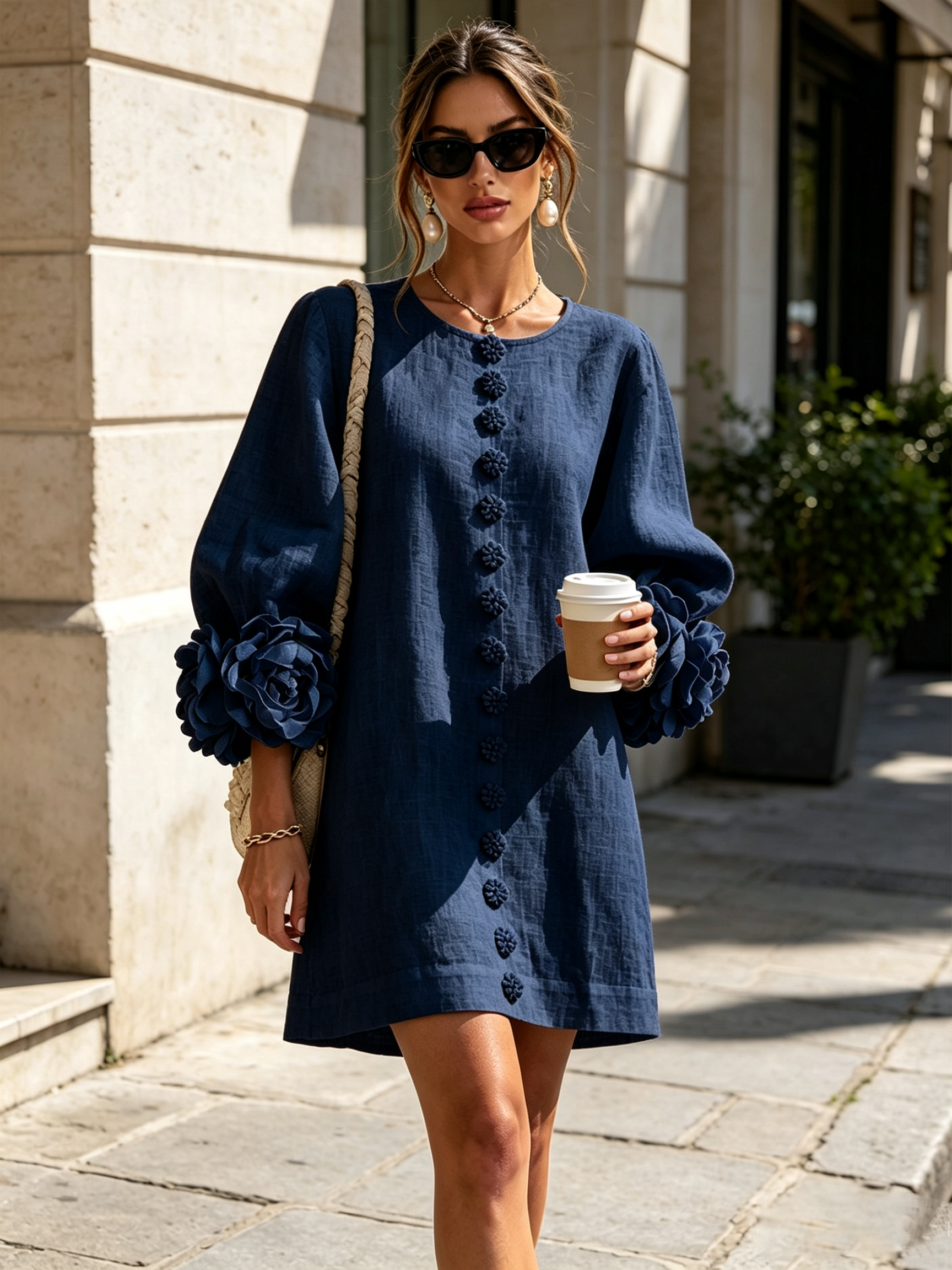 Candida | Vestido Mini de Botones con puños