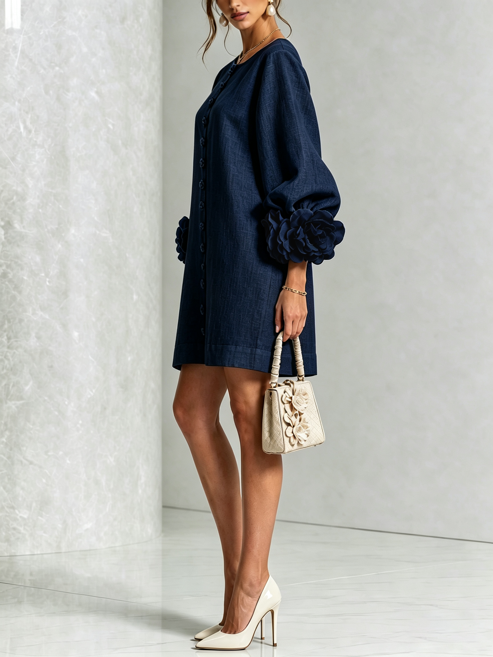 Candida | Vestido Mini de Botones con puños