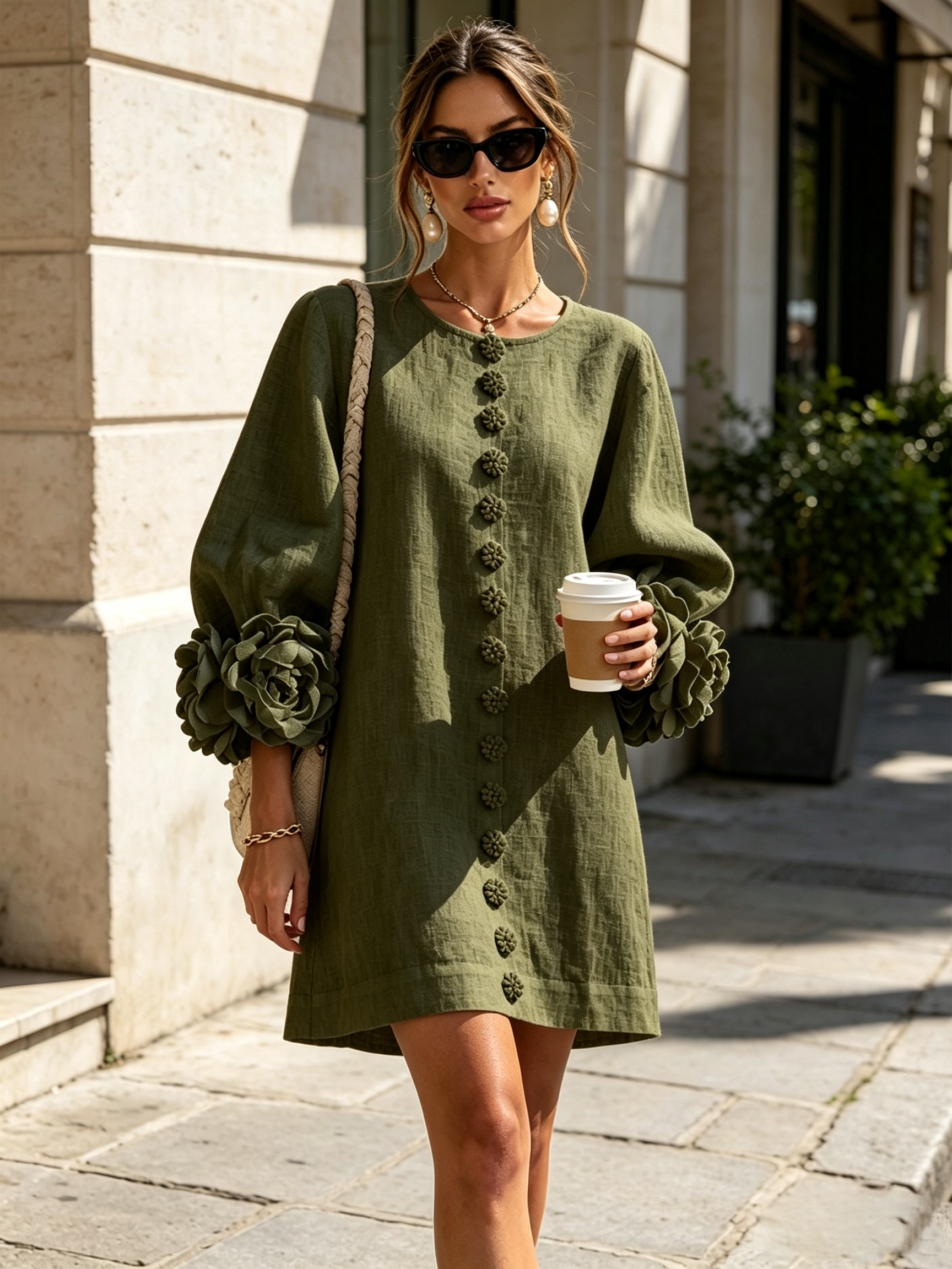 Candida | Vestido Mini de Botones con puños