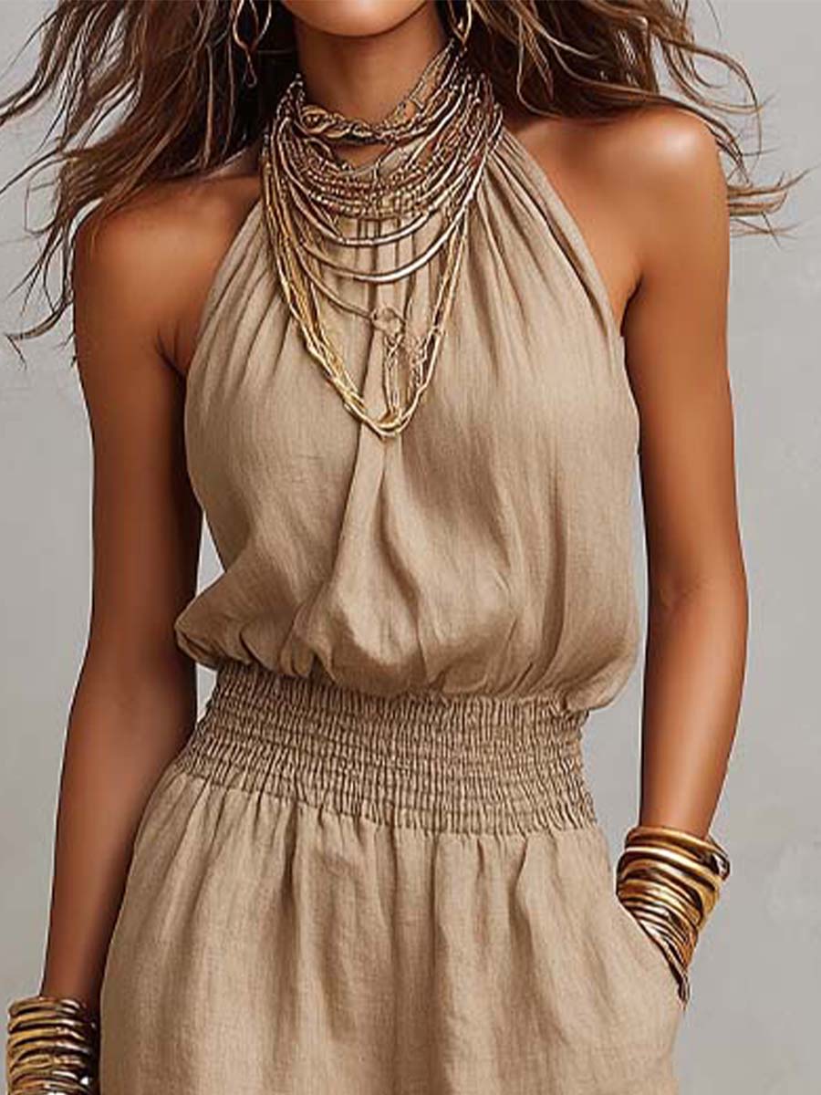 VALERIA | Mono con Escote Halter y Pierna Larga