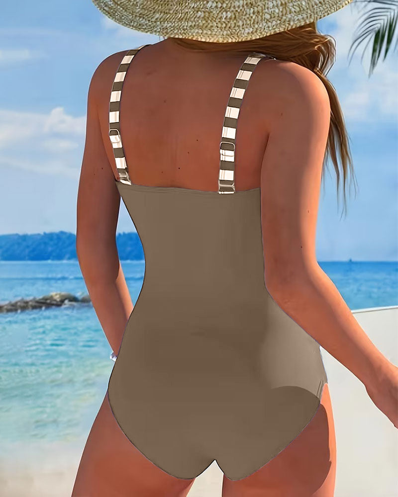 Aurora | Traje de Baño Entero a Rayas Colorblock