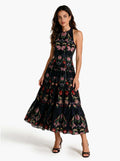 Alexia | Vestido Maxi Fluido de Chiffón Impreso sin Espalda Elegante