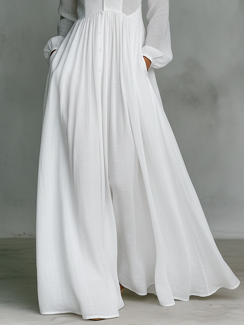 Vestido Maxi de Manga Larga con Cuello Alto